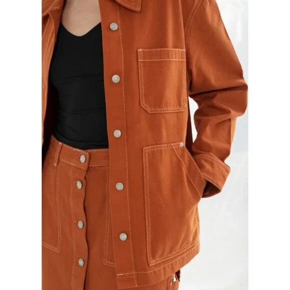 & Other Stories Chore Jacket Burnt Orange Workwear Utility Cotton Pocket Women 8